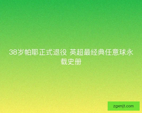38岁帕耶正式退役 英超最经典任意球永载史册 38岁帕耶正式退役 英超最经典任意球永载史册
